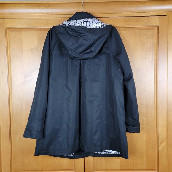 Dennis by Dennis Basso Black Hooded Trench Coat - L - Picture 3 of 13